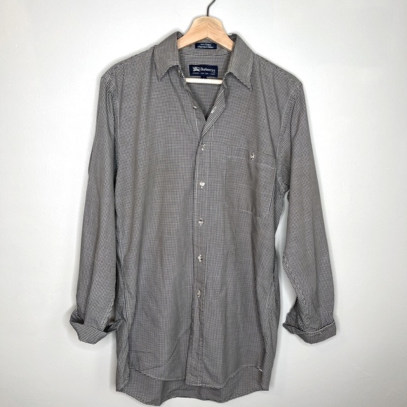 Burberry Brown Checkered Long Sleeve Casual Button Down Shirt Size Small - Picture 1 of 10